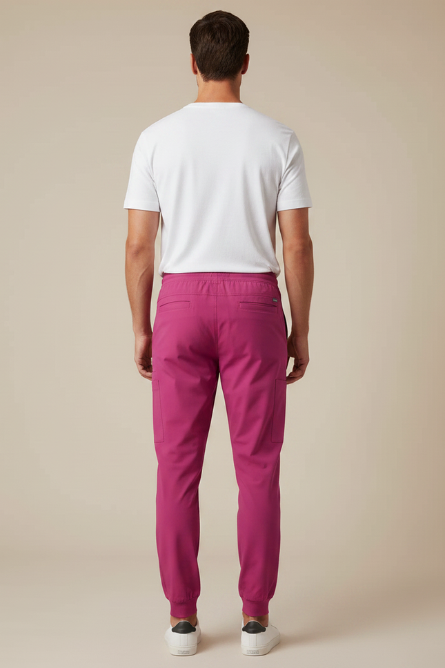 Pantalon Fluide Fuchsia Jogger Décontracté Homme - Rose Polyester - vue 2