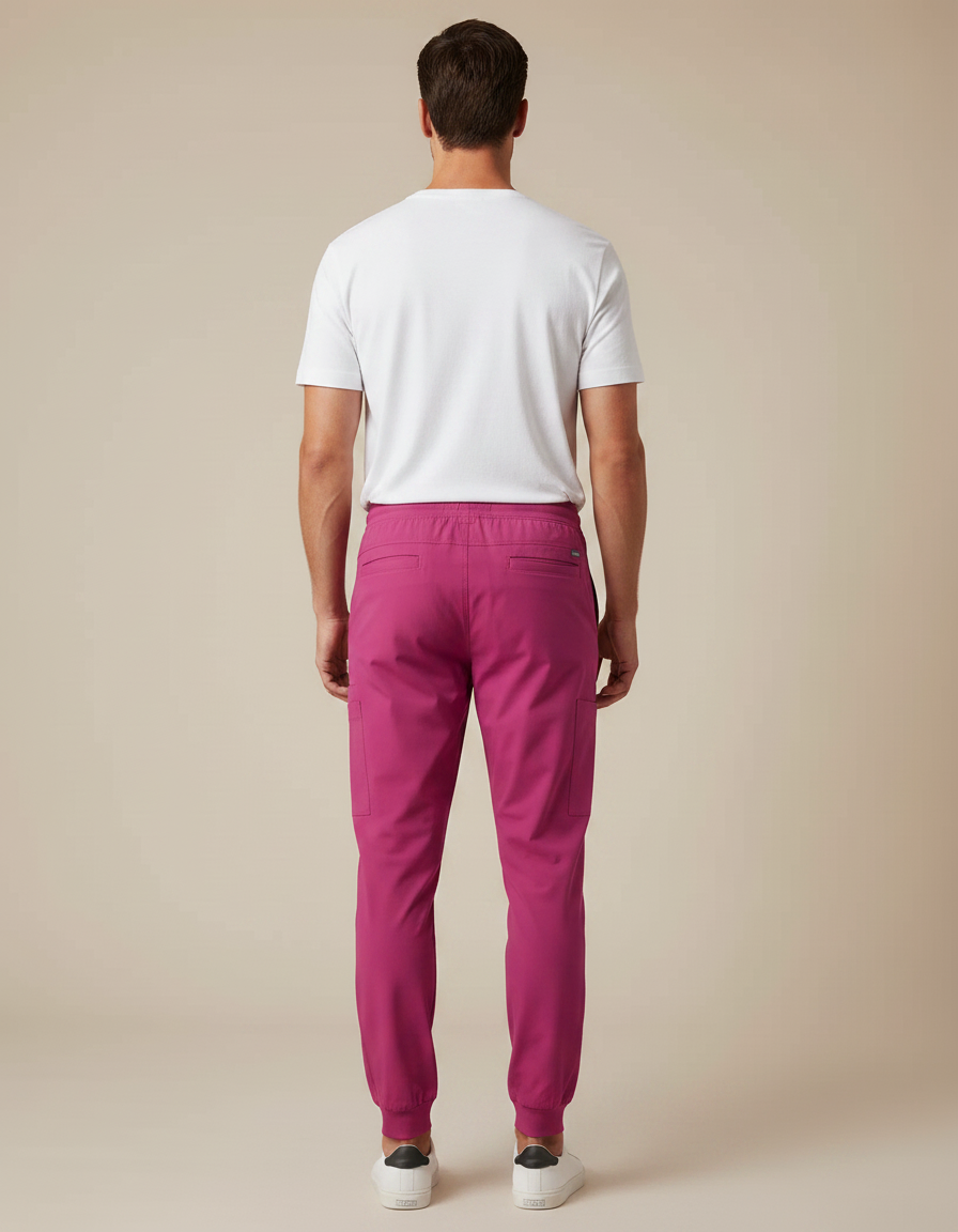 Pantalon Fluide Fuchsia Jogger Décontracté Homme - Rose Polyester - vue 2