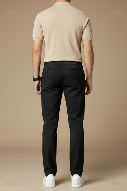 Pantalon Fluide Noir Homme Slim Stretch Décontracté - Polyester - vue 2