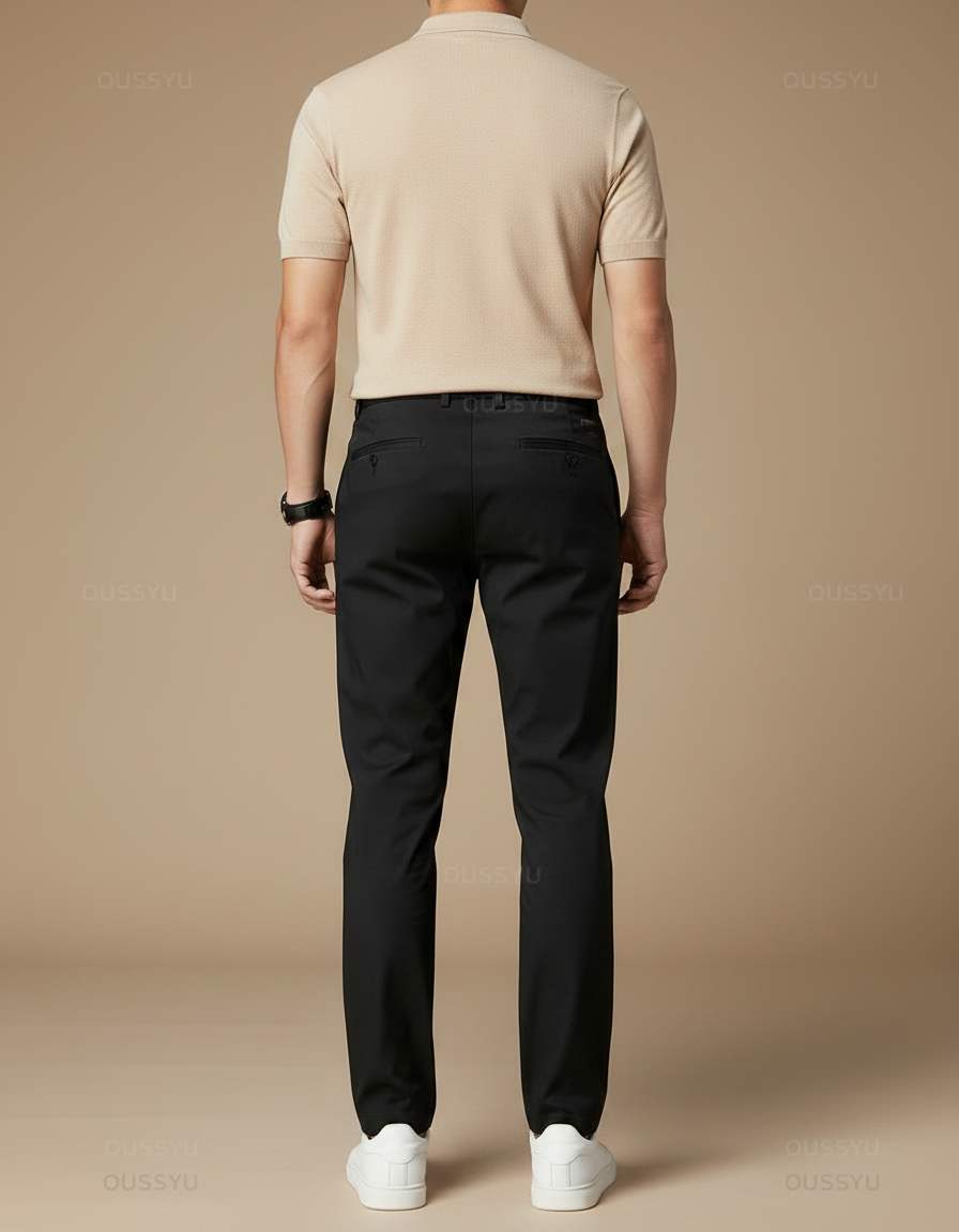 Pantalon Fluide Noir Homme Slim Stretch Décontracté - Polyester - vue 2