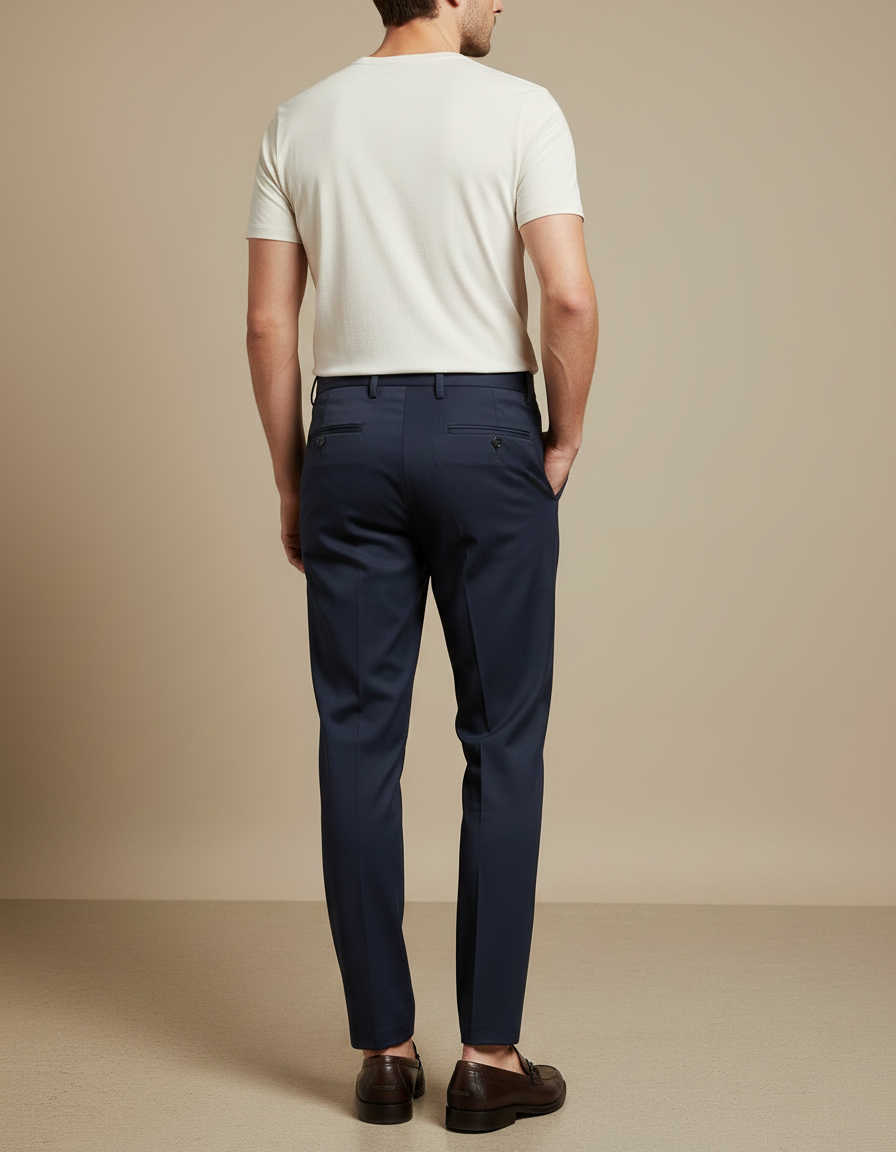 Pantalon Fluide Homme Bleu Marine Droit - Gabardine - vue 2