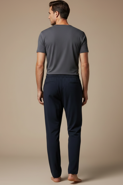 Pantalon Fluide Homme Bleu Marine Décontracté Cordon - Polyester - vue 2