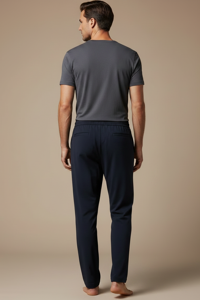 Pantalon Fluide Homme Bleu Marine Décontracté Cordon - Polyester - vue 2
