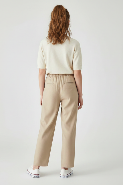 Pantalon Fluide Beige Élastique Décontracté Ample Enfant - Viscose - vue 2