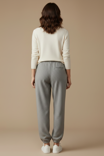 Pantalon Fluide Gris Cordon Molleton Décontracté Femme - vue 2