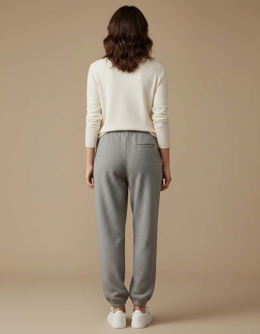 Pantalon Fluide Gris Cordon Molleton Décontracté Femme - vue 2