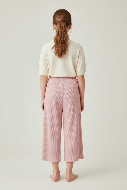 Pantalon Fluide Rose Plissé Ample Décontracté Enfant - Polyester - vue 2