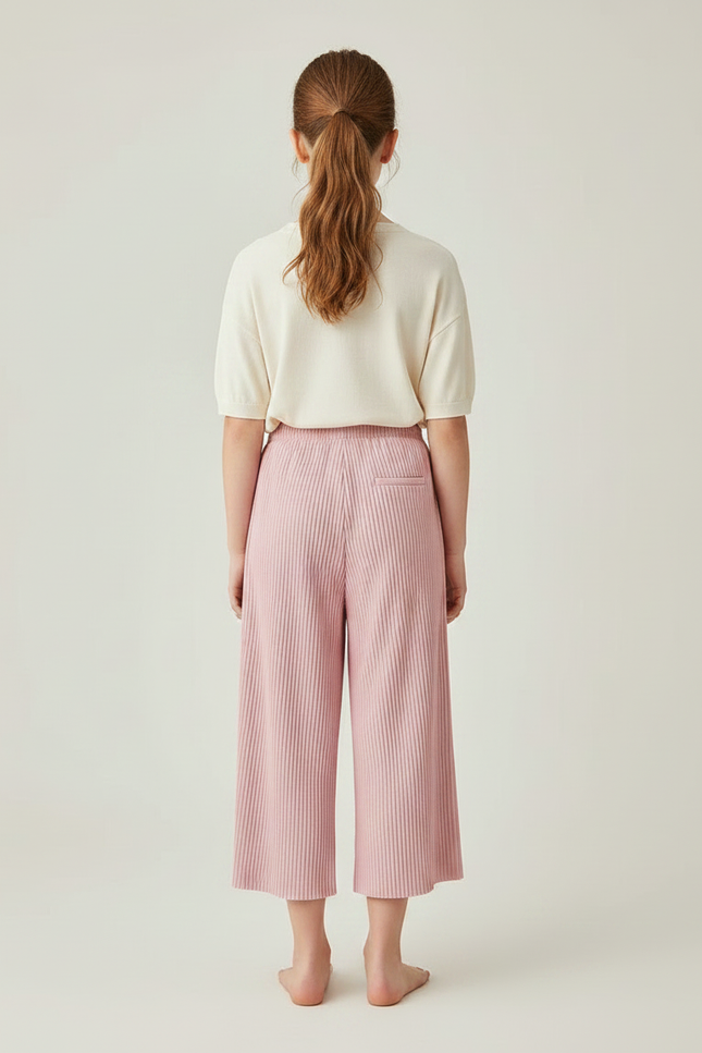Pantalon Fluide Rose Plissé Ample Décontracté Enfant - Polyester - vue 2