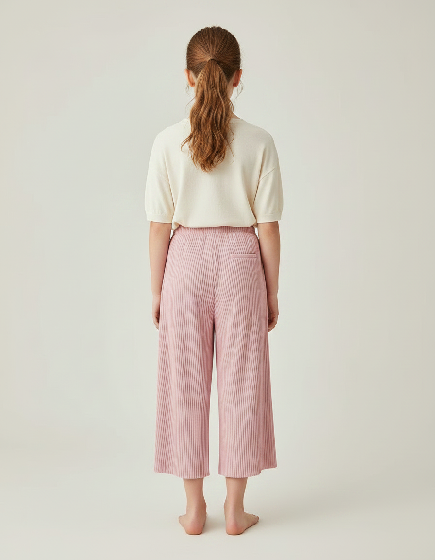 Pantalon Fluide Rose Plissé Ample Décontracté Enfant - Polyester - vue 2