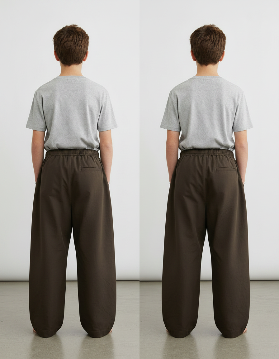 Pantalon Fluide Marron Ample Coton Décontracté Garçon - vue 2