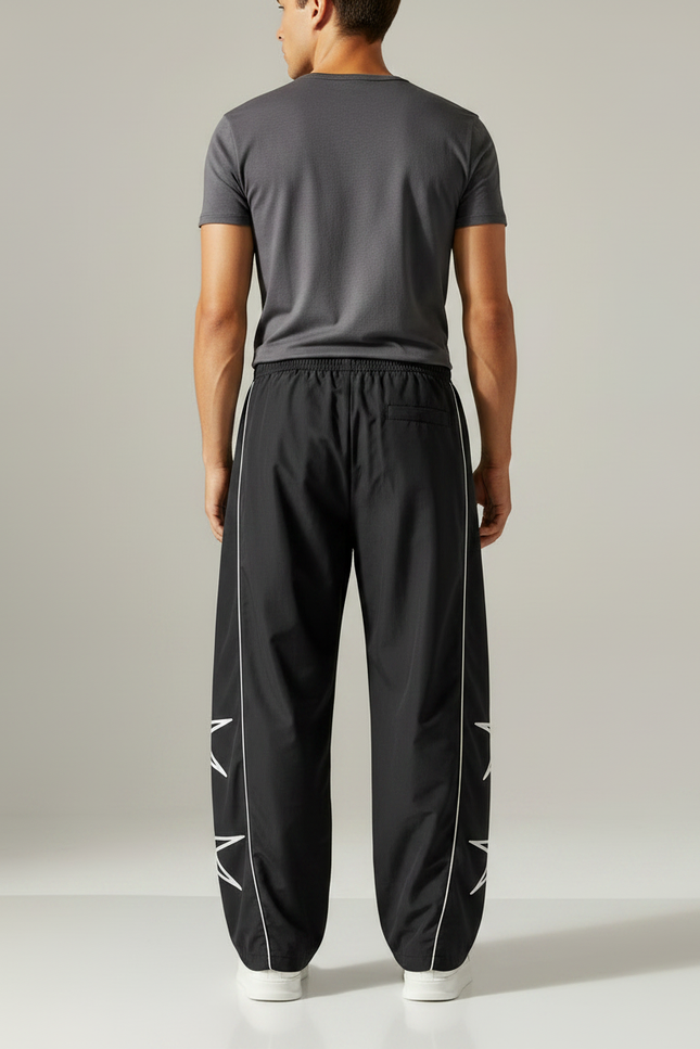 Pantalon Fluide Noir Ample Décontracté Streetwear Homme - Polyester - vue 2