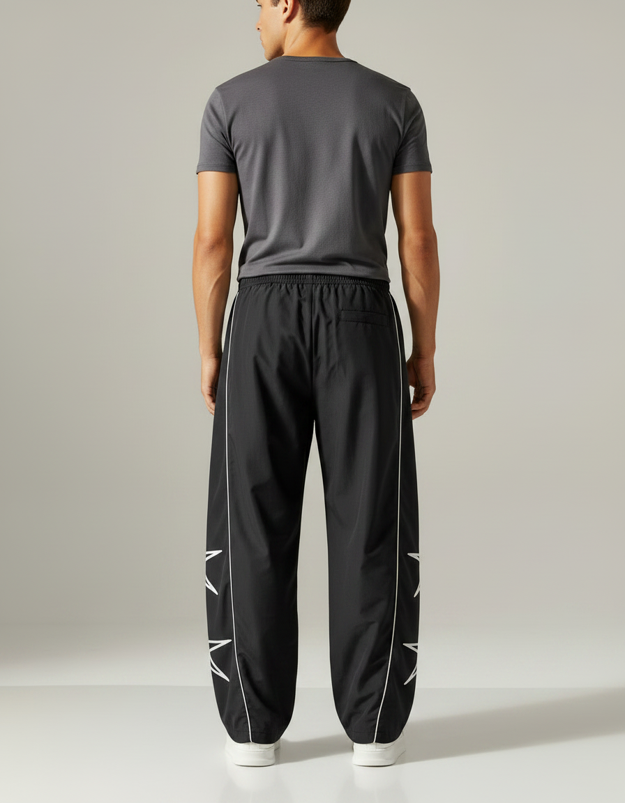 Pantalon Fluide Noir Ample Décontracté Streetwear Homme - Polyester - vue 2