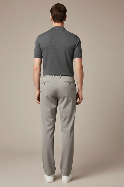 Pantalon Fluide Gris Clair Droit Extensible Homme Décontracté - Polyester - vue 2