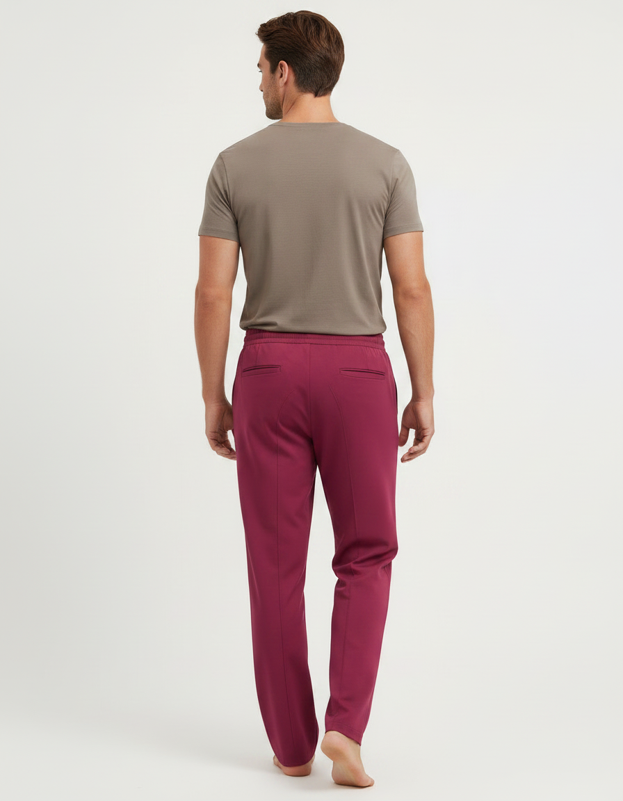 Pantalon Fluide Bordeaux Droit Cordon Homme - Viscose - vue 2
