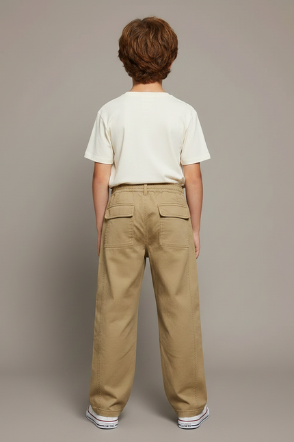 Pantalon Fluide Beige Coton Ample Confortable Garçon - vue 2