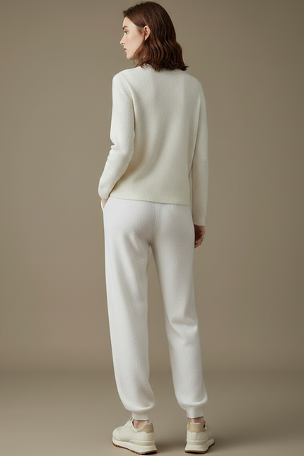 Pantalon Fluide Blanc Laine Confortable Sport Décontracté - vue 2