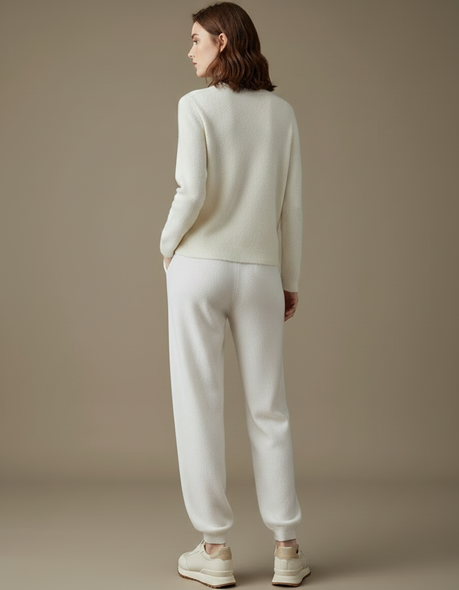 Pantalon Fluide Blanc Laine Confortable Sport Décontracté - vue 2