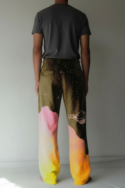 Pantalon Fluide Galaxie Dégradé Ample Homme - Multicolore Viscose - vue 2