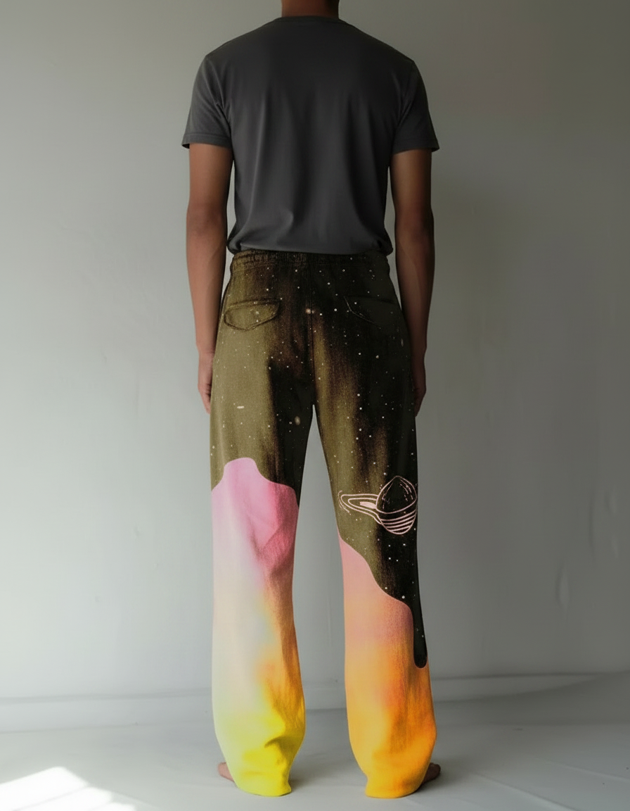 Pantalon Fluide Galaxie Dégradé Ample Homme - Multicolore Viscose - vue 2