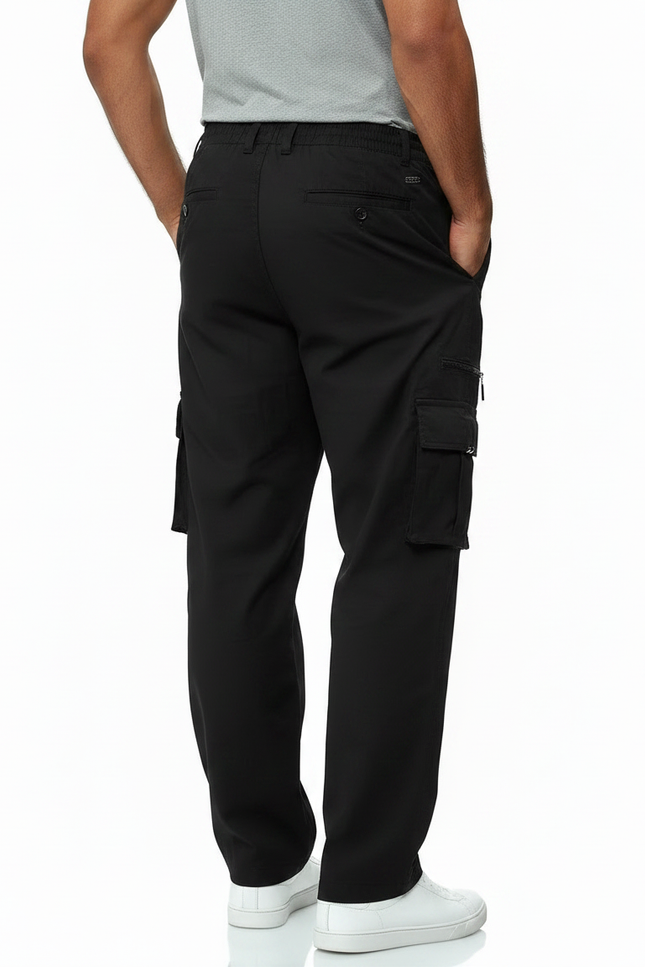 Pantalon Fluide Noir Cargo Décontracté Ample Homme - Polyester - vue 2