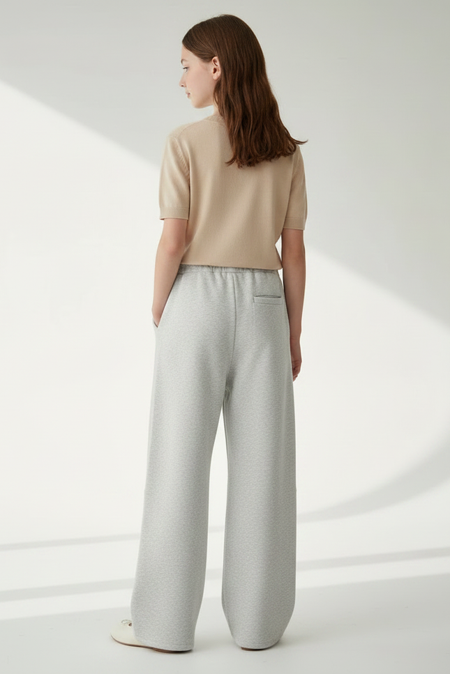 Pantalon Fluide Gris Ample Coton Confortable Décontracté - Molleton - vue 2