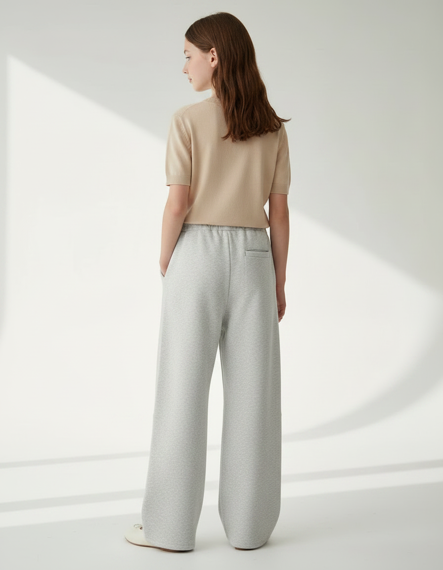 Pantalon Fluide Gris Ample Coton Confortable Décontracté - Molleton - vue 2
