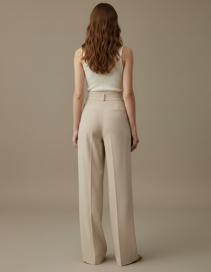 Pantalon Fluide Femme Beige Palazzo Viscose - Polyester - vue 2