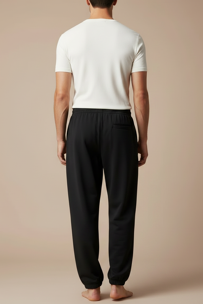 Pantalon Fluide Noir Ample Confortable Élastique - Molleton - vue 2