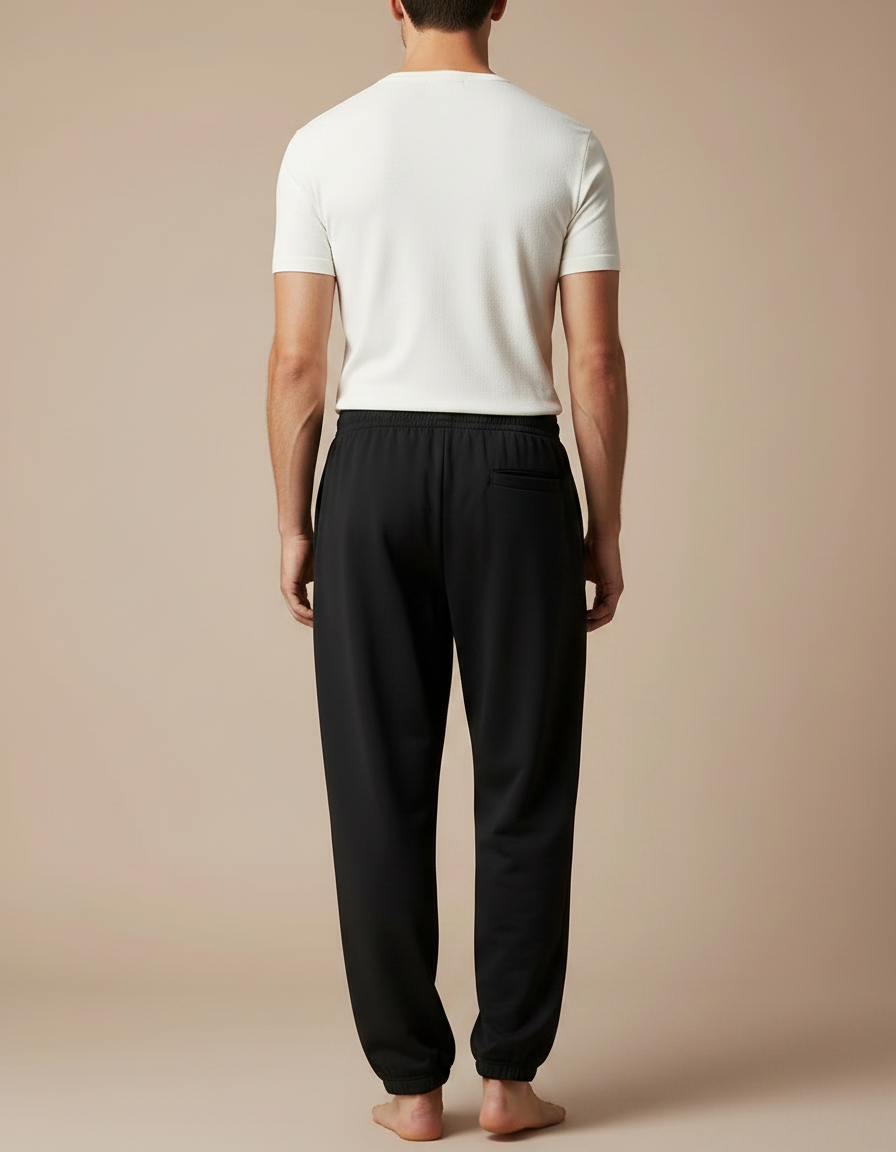 Pantalon Fluide Noir Ample Confortable Élastique - Molleton - vue 2