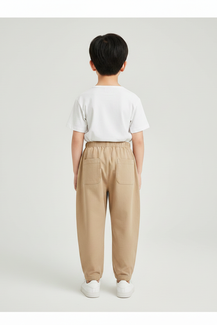 Pantalon Fluide Beige Coton Ample Confortable Enfant - Molleton - vue 2