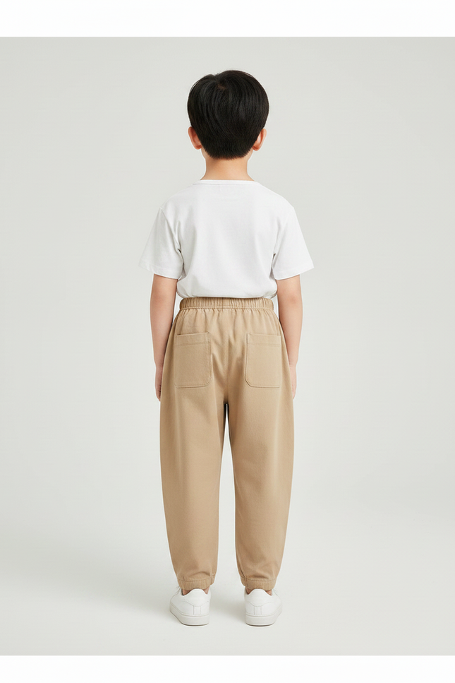 Pantalon Fluide Beige Coton Ample Confortable Enfant - Molleton - vue 2