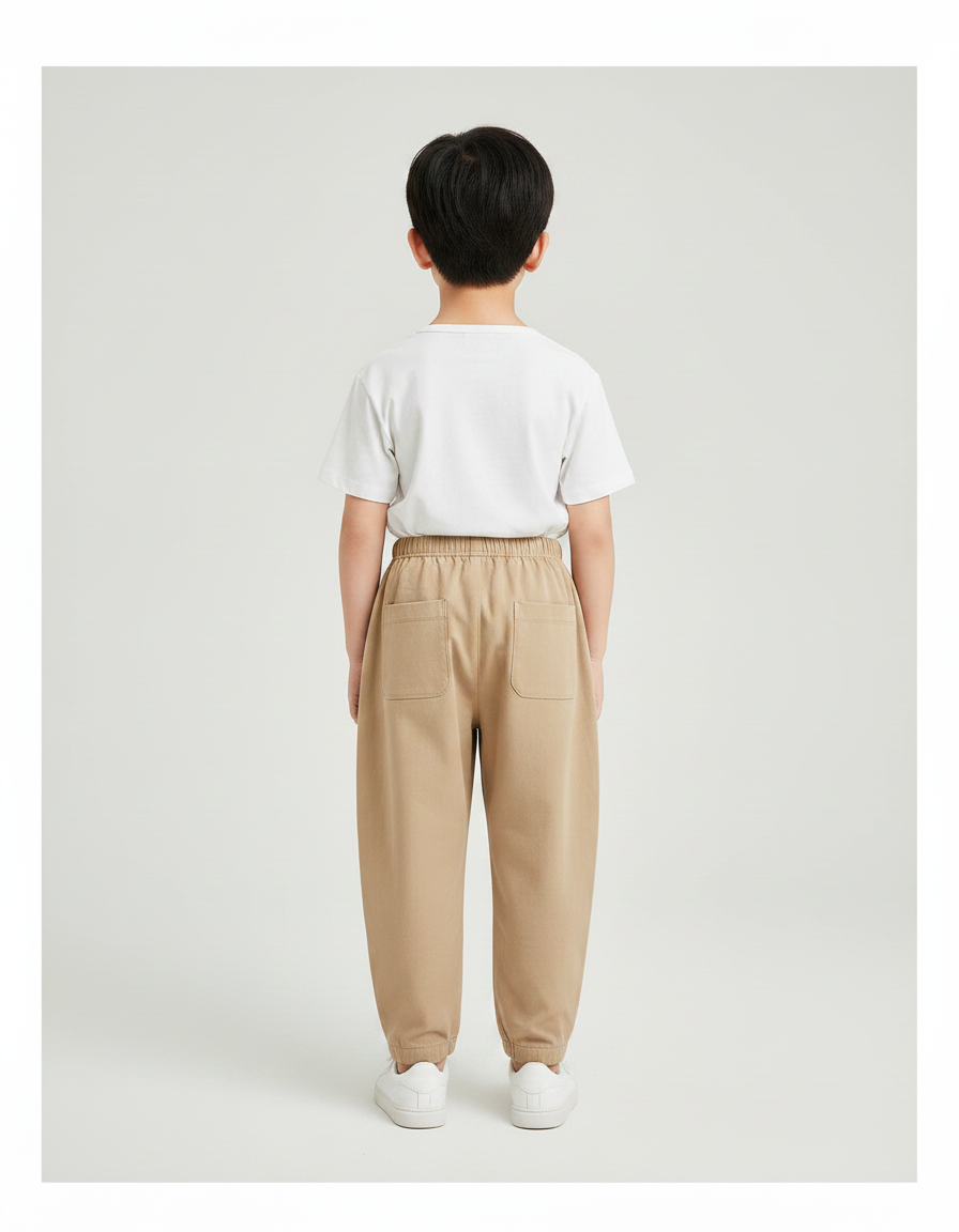 Pantalon Fluide Beige Coton Ample Confortable Enfant - Molleton - vue 2