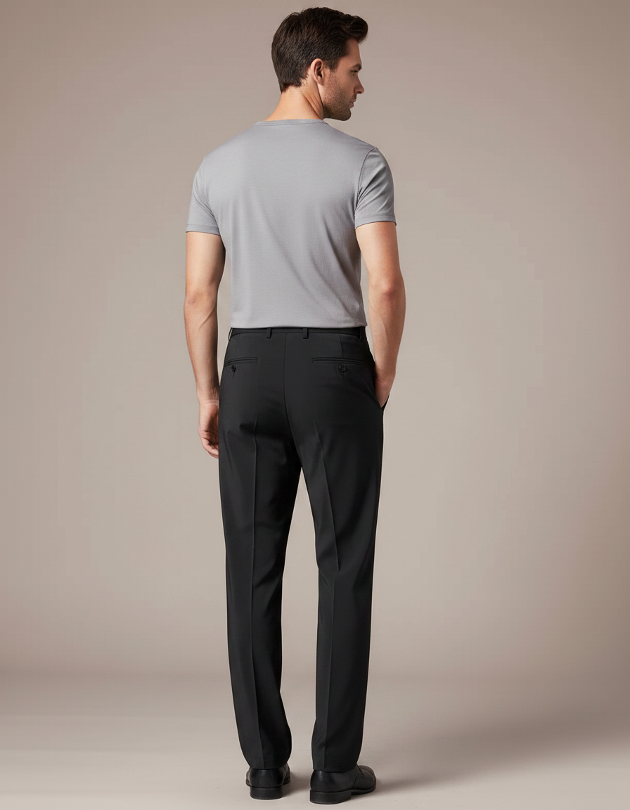 Pantalon Fluide Noir Ample Casual Homme Élégant - Polyester - vue 2