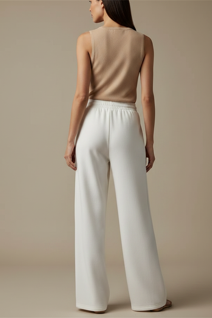 Pantalon Fluide Blanc Ample Confort Décontracté Femme - Molleton - vue 2