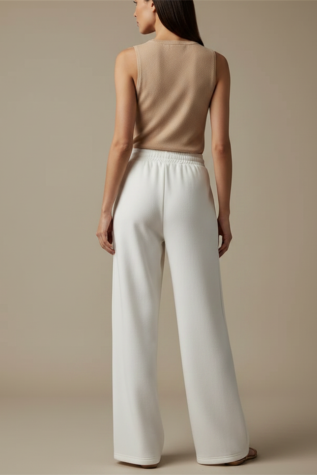 Pantalon Fluide Blanc Ample Confort Décontracté Femme - Molleton - vue 2