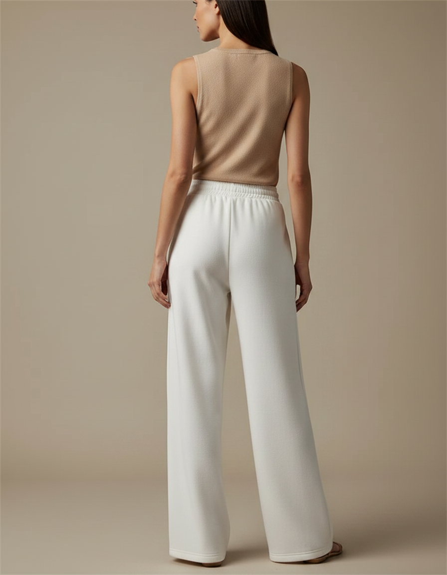 Pantalon Fluide Blanc Ample Confort Décontracté Femme - Molleton - vue 2