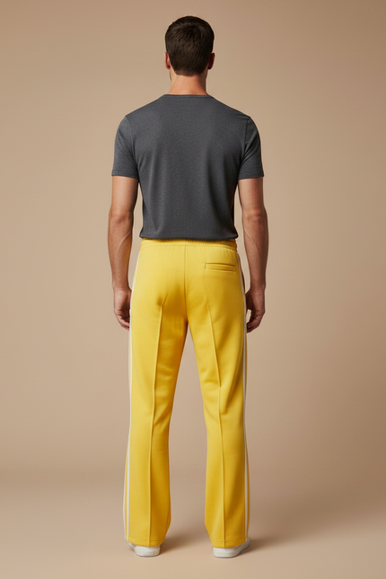 Pantalon Fluide Jaune Rayé Ample Décontracté Sport - Molleton - vue 2
