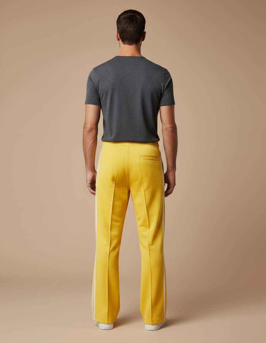 Pantalon Fluide Jaune Rayé Ample Décontracté Sport - Molleton - vue 2