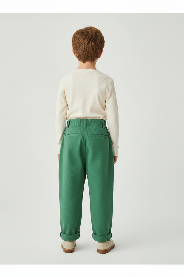 Pantalon Fluide Vert Ample Coton Enfant - Toile - vue 2