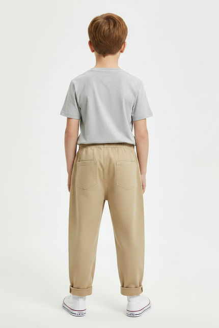 Pantalon Fluide Beige Ample Coton Enfant Décontracté - vue 2