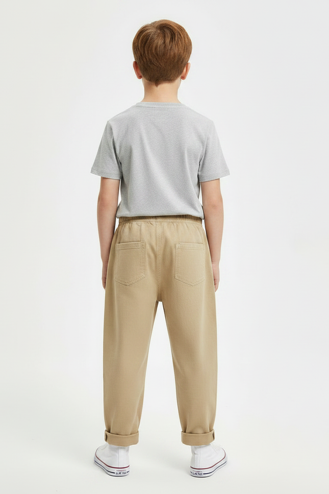 Pantalon Fluide Beige Ample Coton Enfant Décontracté - vue 2