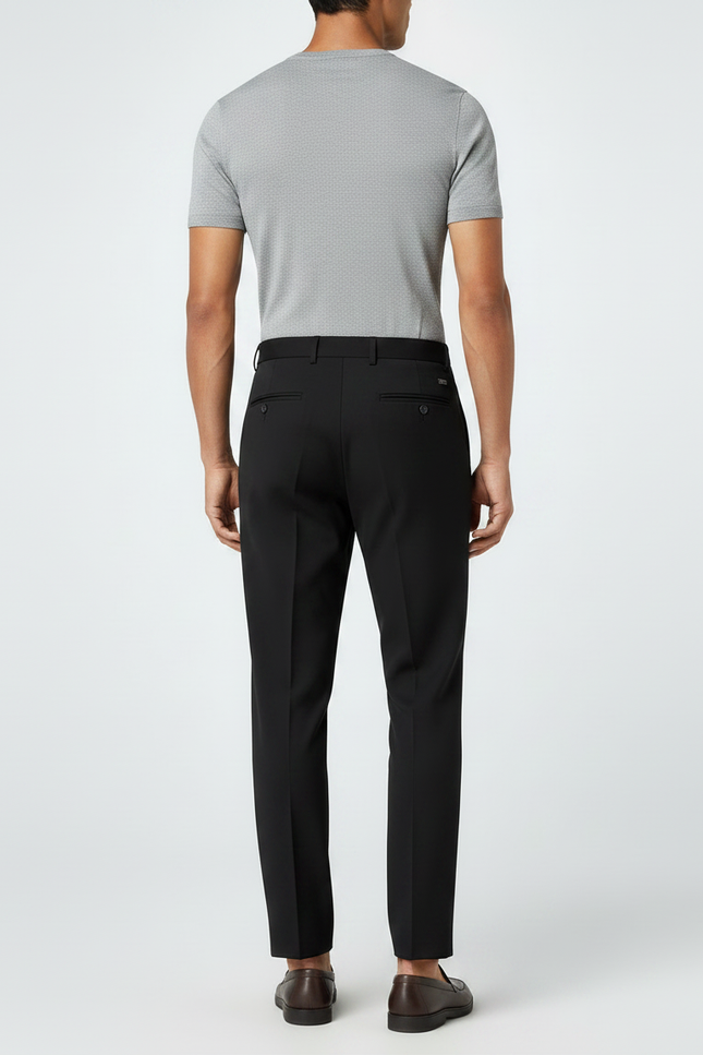 Pantalon Fluide Noir Droit Élégant Homme - Polyester - vue 2