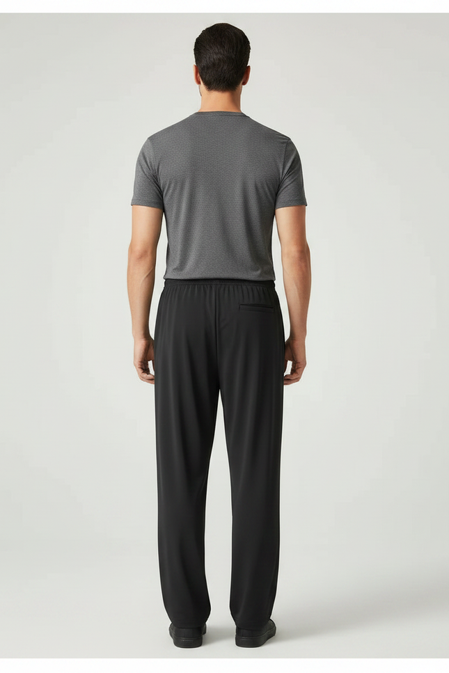 Pantalon Fluide Noir Ample Décontracté Sport Homme - Polyester - vue 2