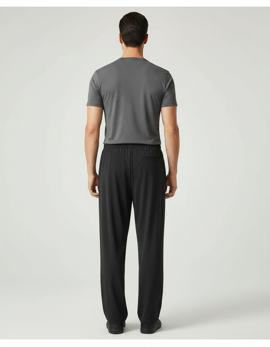 Pantalon Fluide Noir Ample Décontracté Sport Homme - Polyester - vue 2
