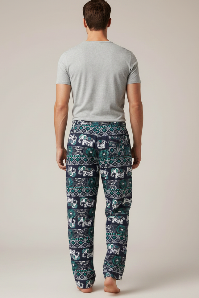Pantalon Fluide Éléphant Thaïlandais Bleu Hippie Décontracté Homme - Marine Viscose - vue 2