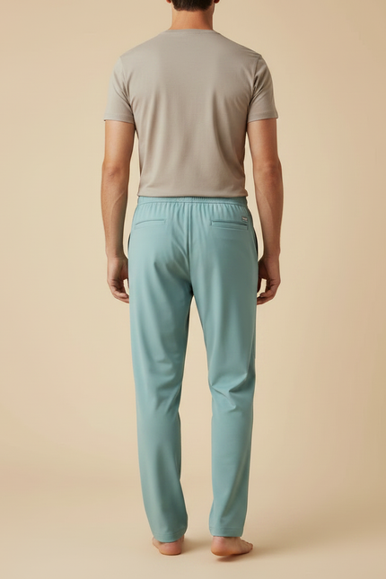 Pantalon Fluide Vert Droit Décontracté Homme Confortable - Polyester - vue 2