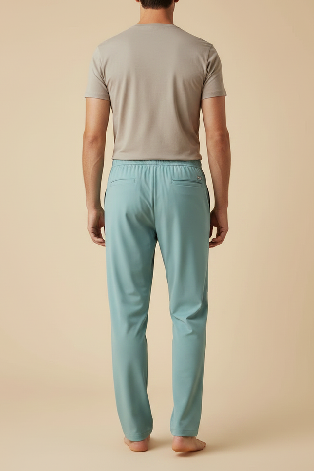 Pantalon Fluide Vert Droit Décontracté Homme Confortable - Polyester - vue 2