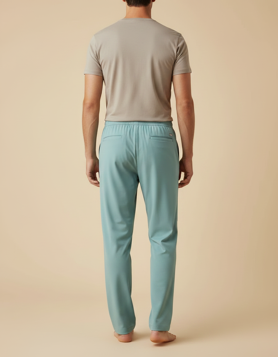 Pantalon Fluide Vert Droit Décontracté Homme Confortable - Polyester - vue 2