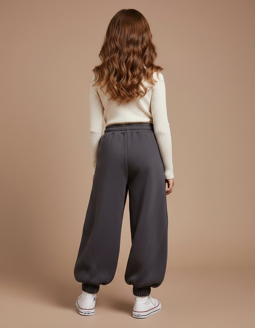 Pantalon Fluide Ample Molleton Gris Décontracté Enfant - vue 2