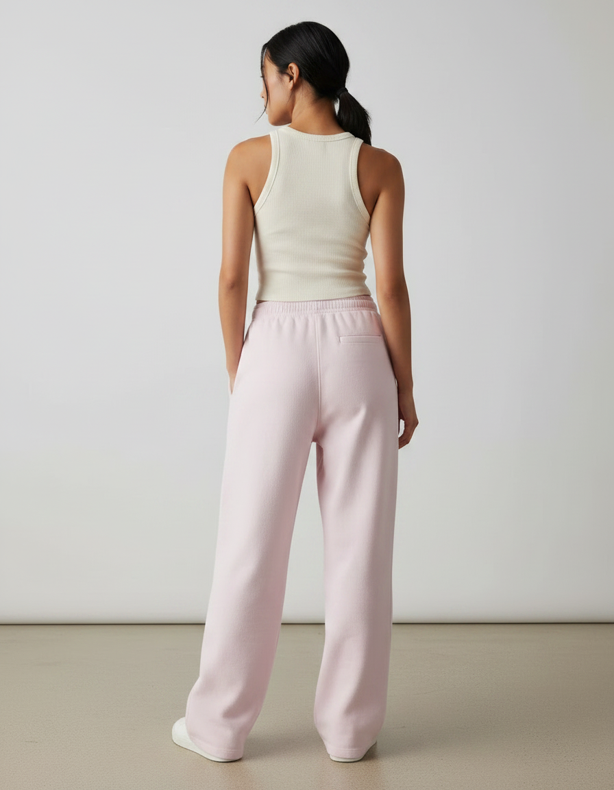 Pantalon Fluide Rose Ample Décontracté Confortable Femme - Molleton - vue 2